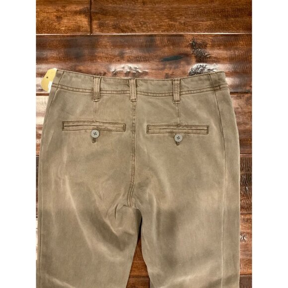 Anthropologie Tan Micro Stripe Skinny Leg Pants W/ Button Cuffs, Size 25 - Picture 6 of 6